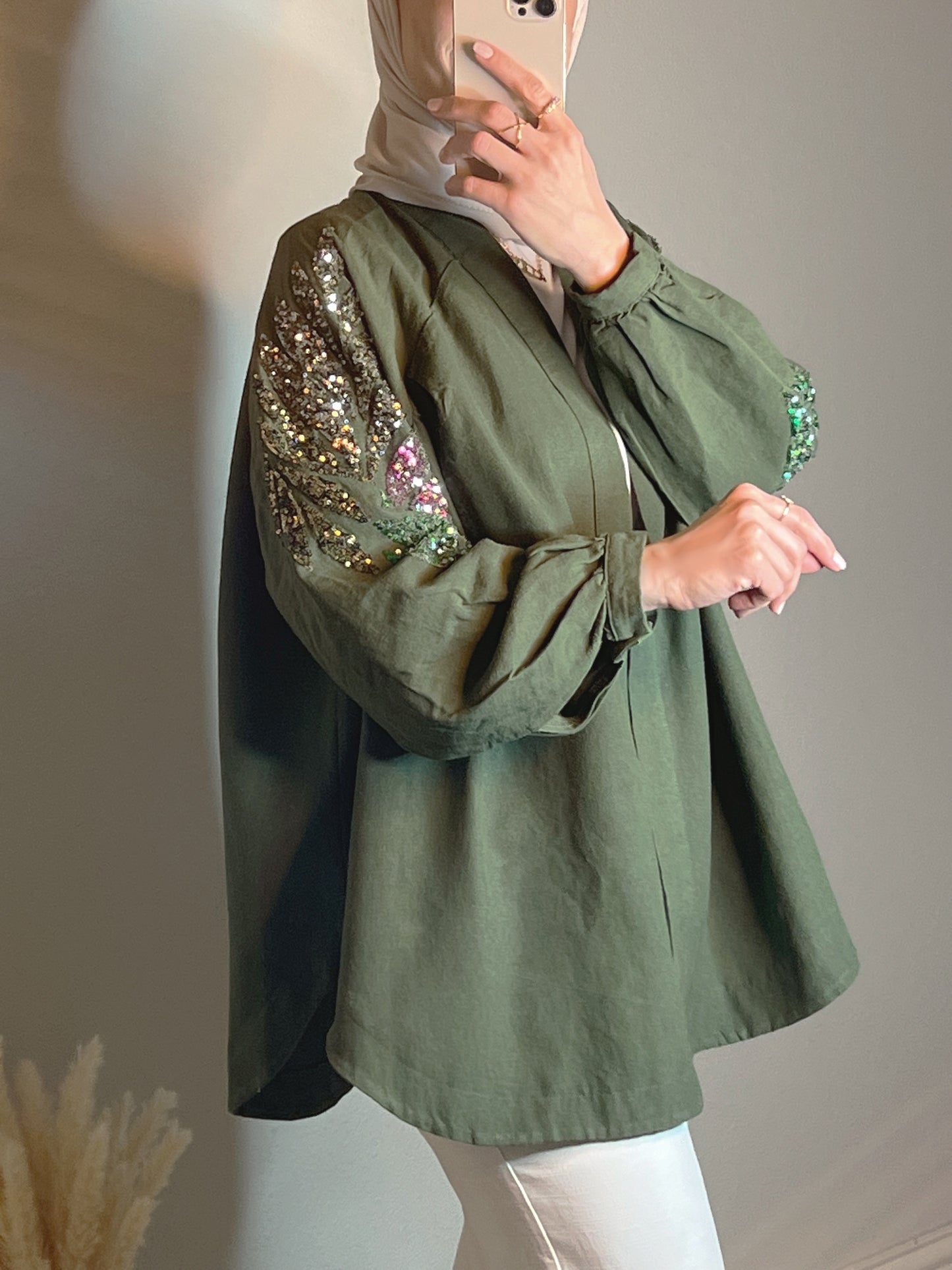 Linen green cardigan