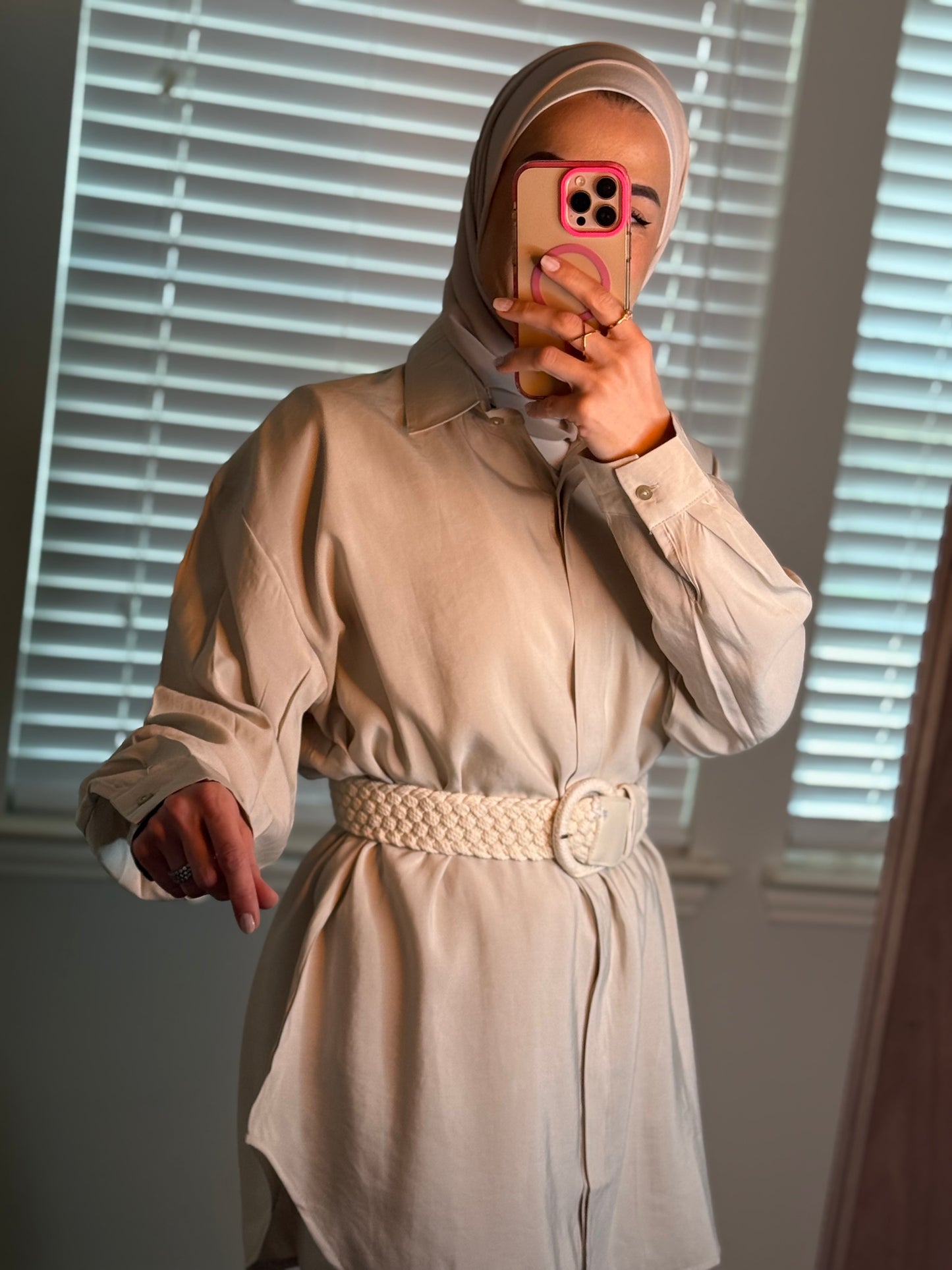 Two-piece modest linen outfit
