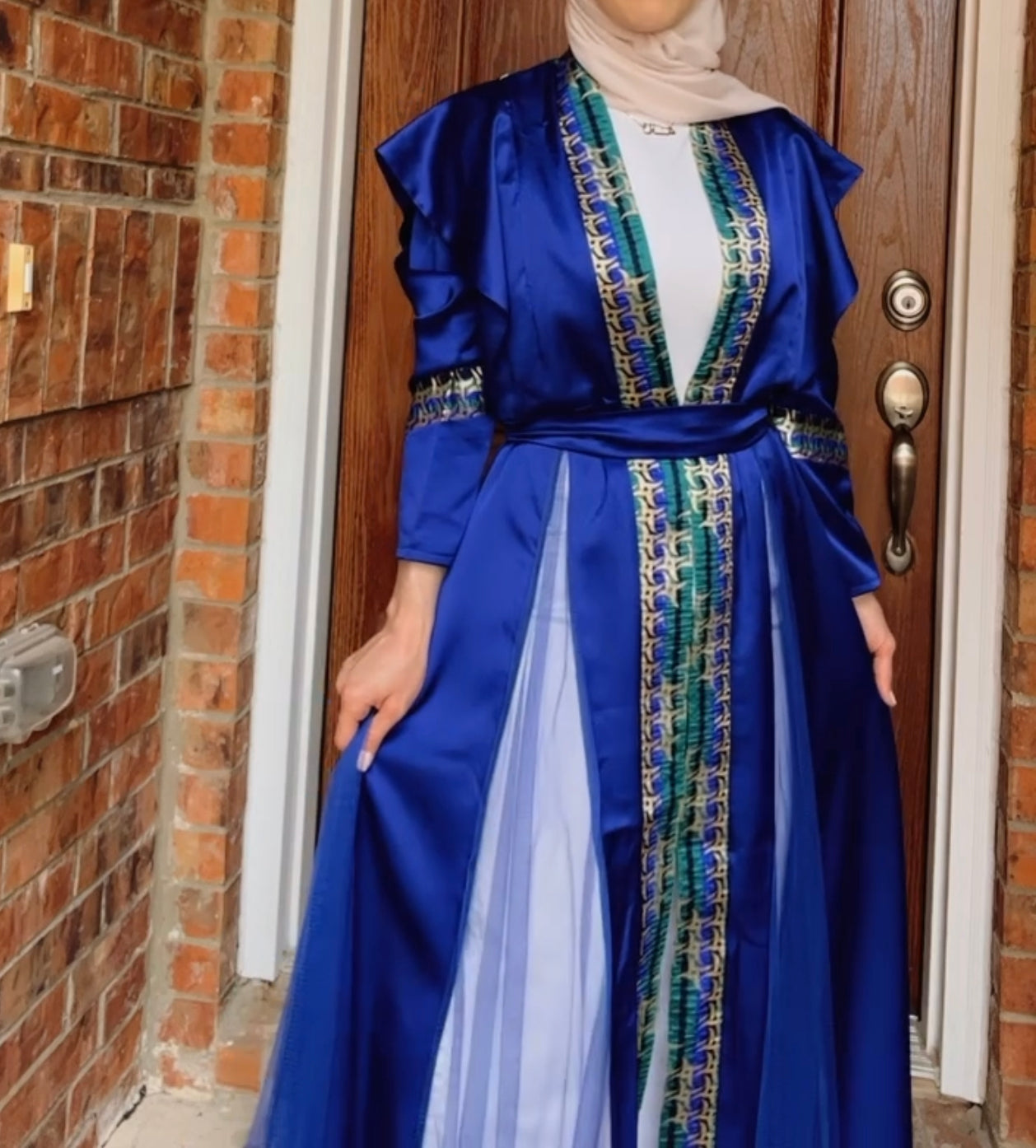 Indigo satin abaya