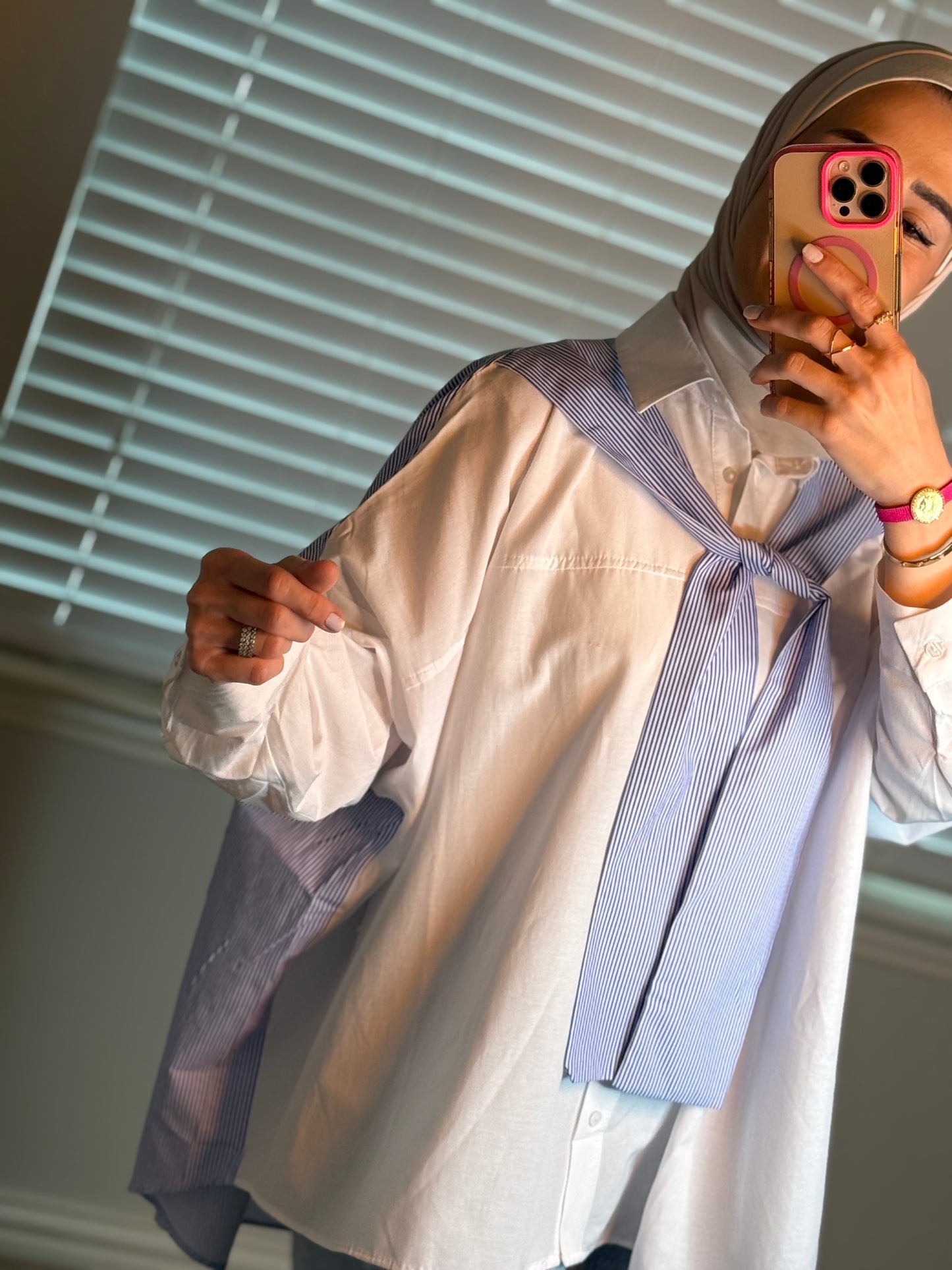 Stylish white shirt with sleek blue tie