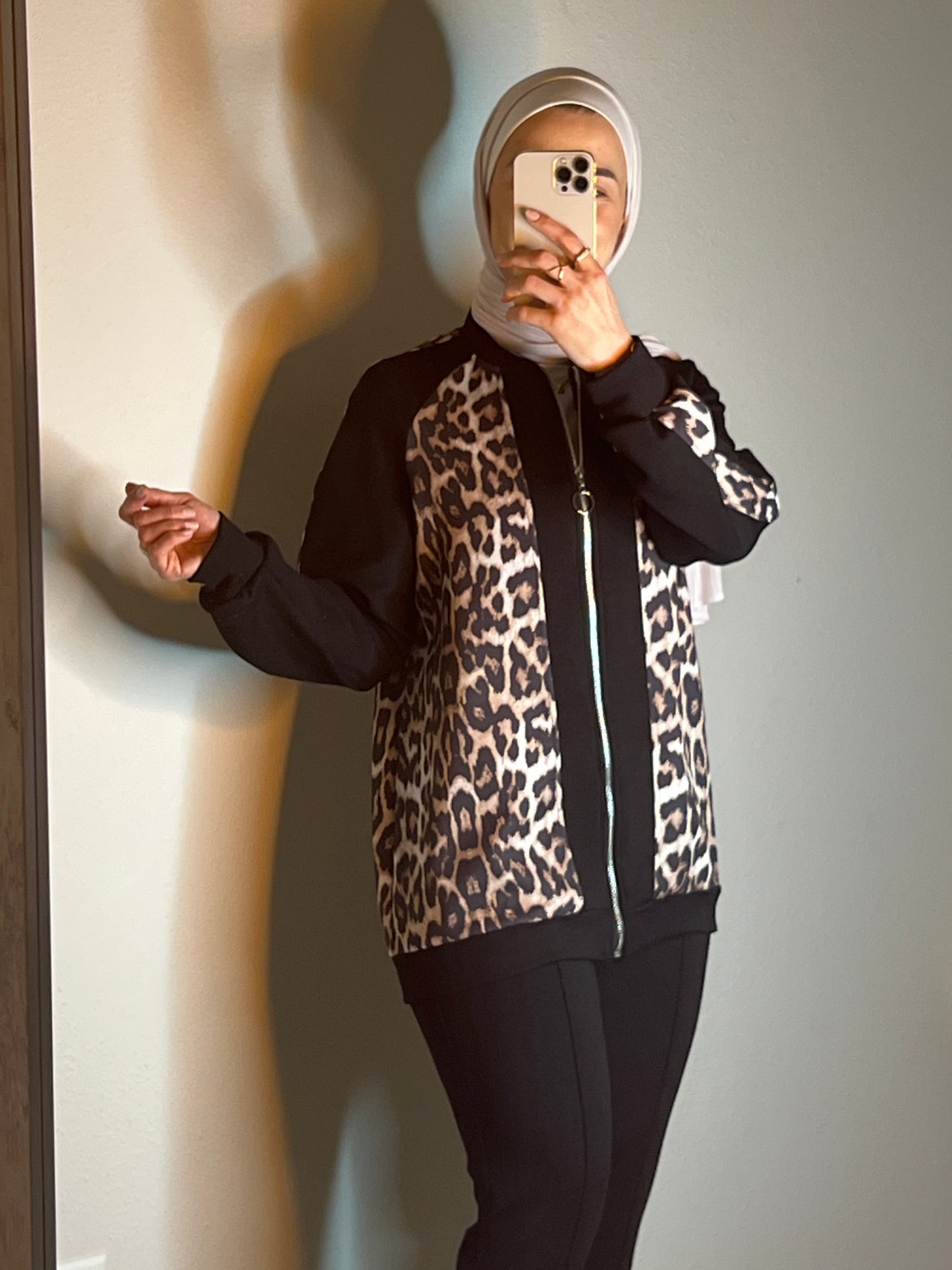 Animal print black suit