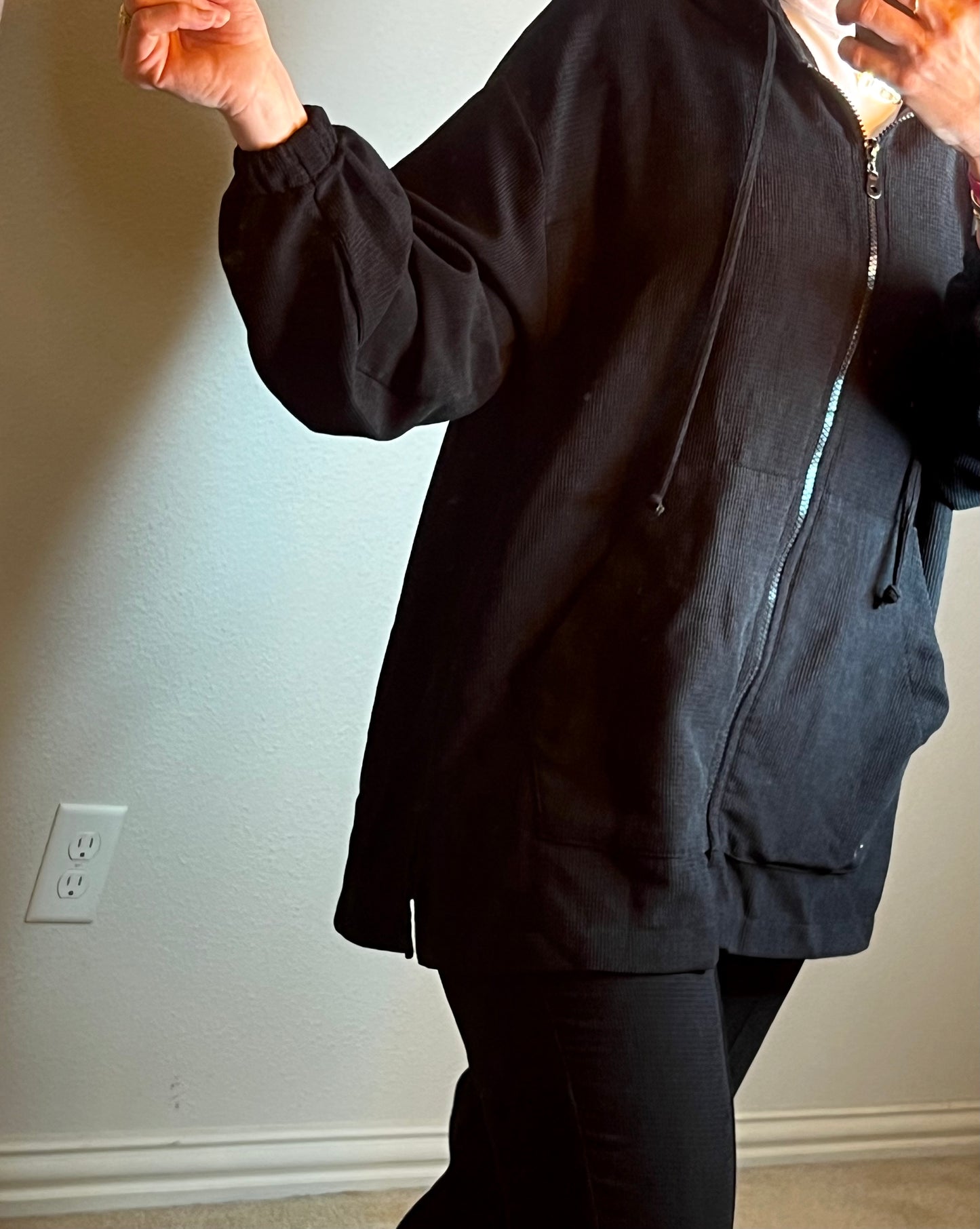 Casual hooded black suit