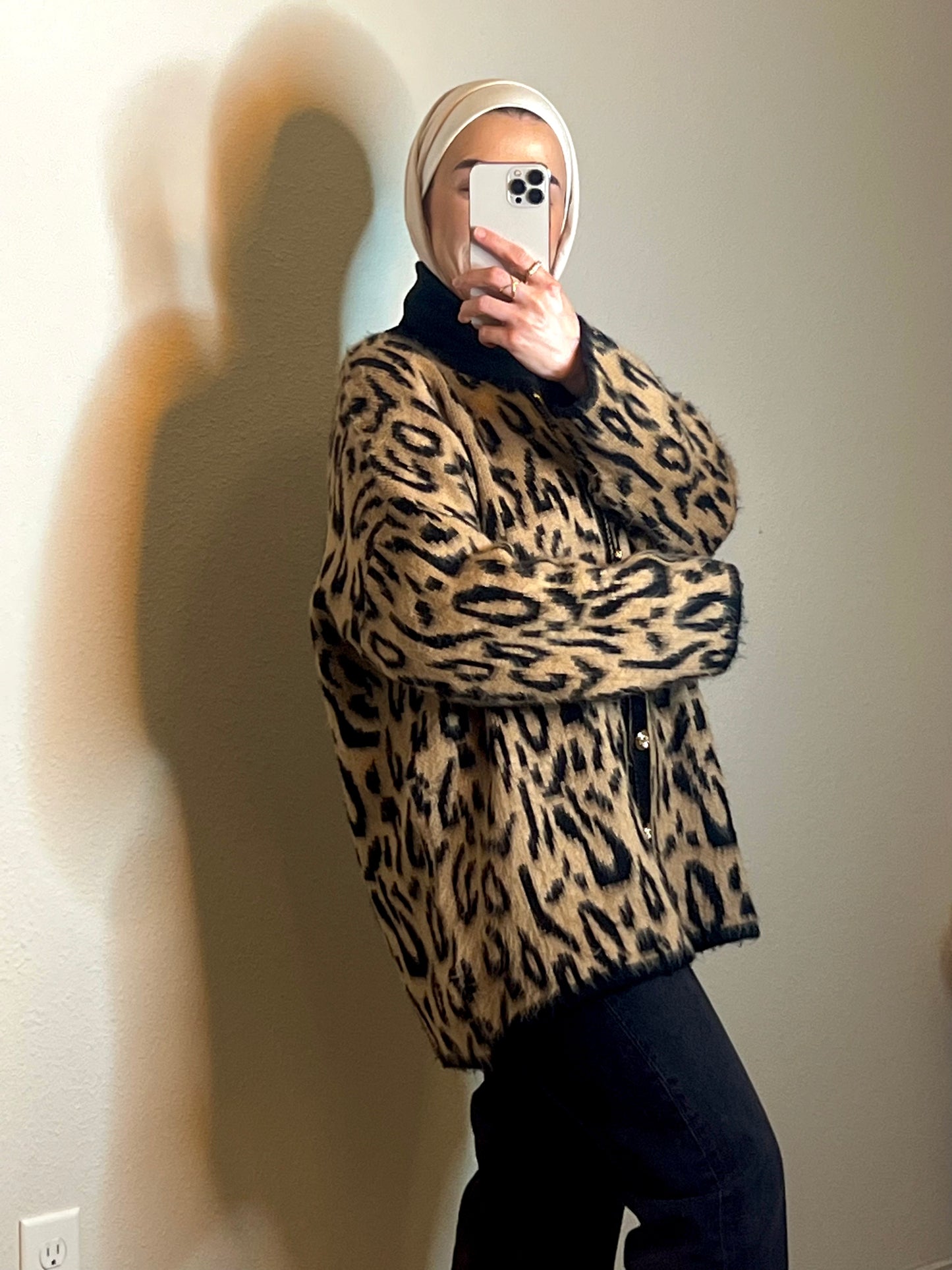 Animal print wool jacket