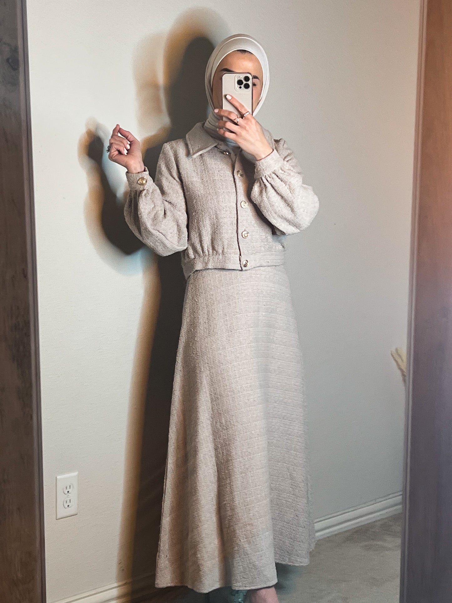 Beige skirt suit