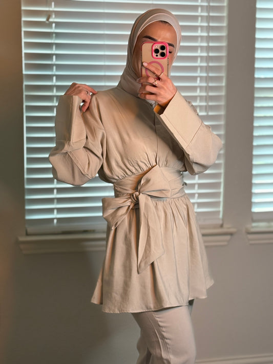 Linen beige suit