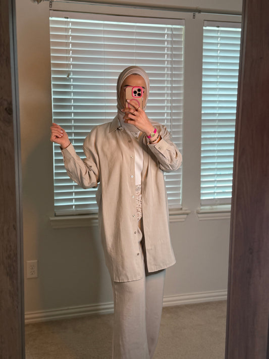 Two-piece modest linen outfit